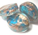 Stora lampworkpärlor med guldsand! turkos
