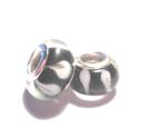 Charm - Lampwork, svart/vit droppe