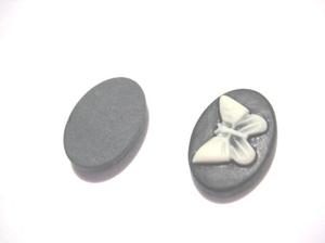 Cabochon/Camé i Resin, Svart Fjäril