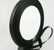 Satinband, Svart ,  6mm bred