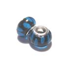 Charm - Lampwork, Turkos / svart