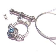 Armband set, ros - Ljusblå swarovski