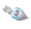 Pärla / hänge -  hängande lampworkhjärta Ljusblå