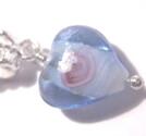 Pärla / hänge -  hängande lampworkhjärta Blå