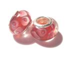 Charm - Lampwork, Röd m rosa prickar