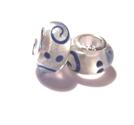 Charm - Lampwork, Clear  m blå swirls