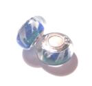 Charm - Lampwork, Randig Blå