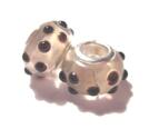 Charm - Lampwork, Ljusrosa m bruna dots