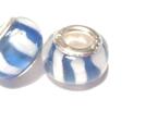 Charm - Lampwork, Blå Rand
