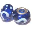 Charm - Lampwork, Blå swirl