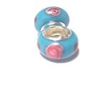 Charm - Lampwork, Turkos m rose