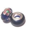 Charm - Lampwork, M.blå m blomma