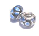 Charm - Lampwork, Ljusblå prickar