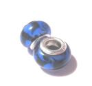 Charm - Lampwork, Blå m svart