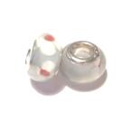 Charm - Lampwork, Clear m vita & röda små blommor