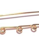 Säkerhetsnål med 3 öglor, Guld - Kiltpin