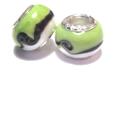 Charm - Lampwork, Lime  & vit swirl