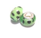 Charm - Lampwork, Lime m svarta dots