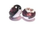 Charm - Lampwork, Lila & vit swirl