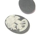Cabochon/Camé i Resin, Skelettkvinna  - Grå