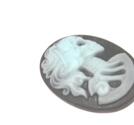 Cabochon/Camé i Resin, Skelettkvinna  - Blå