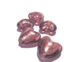 Silverfoilerade hjärtan, 10mm, Mauve  5st