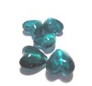Silverfoilerade hjärtan, 10mm,  Teal  5st
