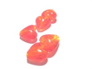 PÄRLOR & TILLBEHÖR - Lampwork & silverfoil pärlor - Silverfoilerade hjärtan, 10mm,  Rödorange  5st