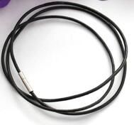 Läderhalsband/armband- svart, 80cm