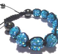 Shamballa - armband, Turkos AB Akryl/Hematit