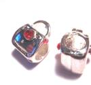 Pärla / hänge -silver m. röd sten , nr 7