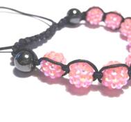 Shamballa - armband, Rosa AB Akryl/Hematit