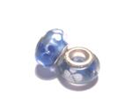 Charm - Lampwork, Blå m vitt