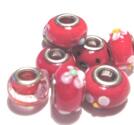 Charm - Lampwork, Röd mix