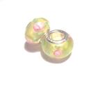 Charm - Lampwork, Ljusgul m rosor