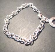Färdigt armband -Oval ärtkedja m tag, 16cm