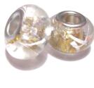 Charm - Lampwork, Guldglitter med silverfoil