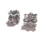 Pärla / hänge -Antiksilver m rosa strass